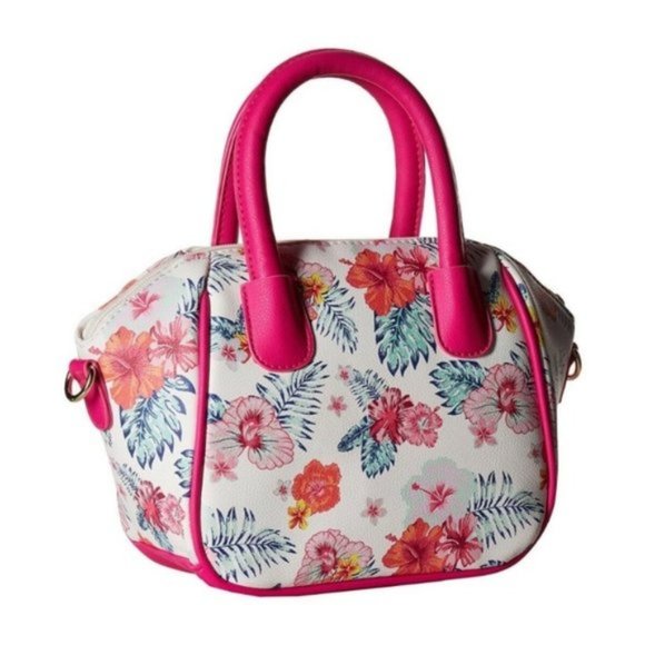 NWT Betsey Johnson MINI PINK & WHITE FLORAL SATCHEL - Picture 2 of 9